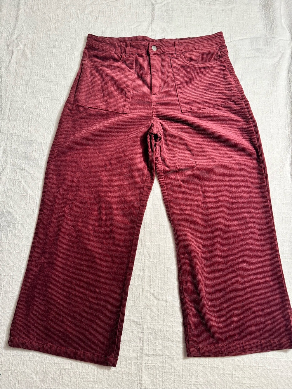 Wide Leg Corduroy Pants in Burgundy - Women